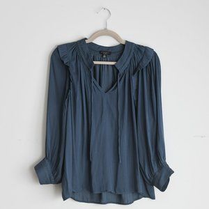 Current Air Teal Top w/ Pleated Sleeve Detail